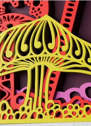 Набор для творчества деревянная 3d раскраска фантастические грибы, 20 * 29 см7 фото