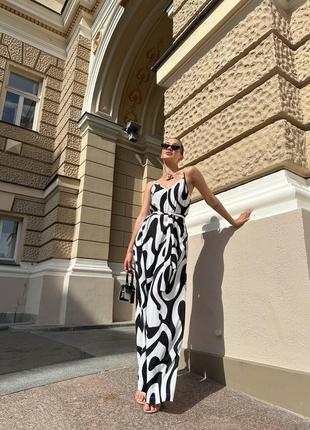 Стильний легкий літній комбінезон принтований жіночий брючний з майкою на бретельках яскравий з віскози5 фото