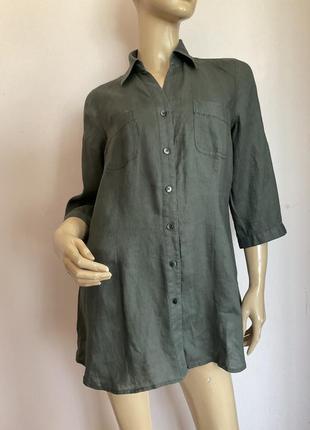 Льняная серая рубашкп- туника/ м/ brend modison