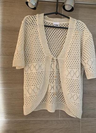 Жакет накидка кардиган крючком сетка блуза молочная нюд zara mango