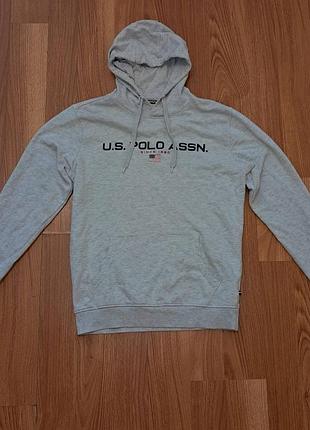 Мужская серая кофта худи u.s.polo assn оригинал