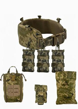Тактичний пояс  система molle laser cut рпс +6 підсумків кишеня під балістичний пакет 85*15  піксель