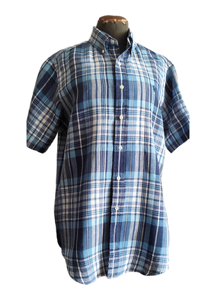 Мужская рубашка лен большой размер голубая рубашка