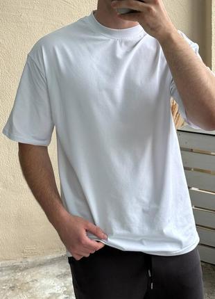 Штани бежеві базові base тринитка петля + футболка оверсайз біла5 фото