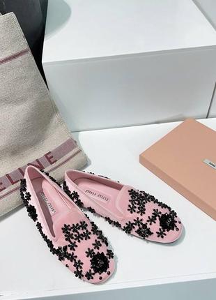 Балетки лоферы miu miu