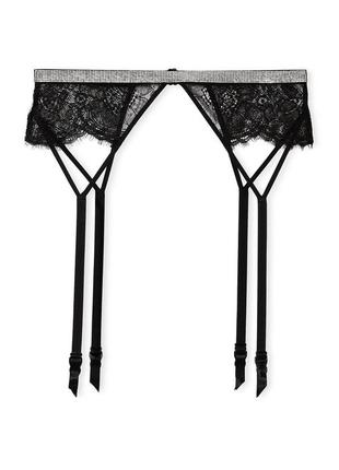Пояс для панчіх чорний мереживний стрази оригінал victoria’s secret