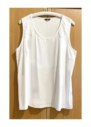 3xl-4xl m&co натуральная трикотажная белая футболка майка блузка блуза без рукава женская