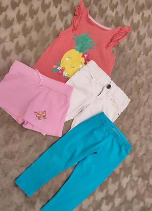 Комплект одежды для девочки 3-4 года. домашняя одежда. шорты, футболка. лосины