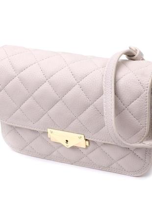 Утонченная женская сумка с оригинальной защелкой из натуральной кожи vintage 22672 белая