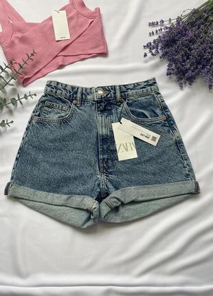 Джинсовые шорты zara mom fit. новые. 36 размер
