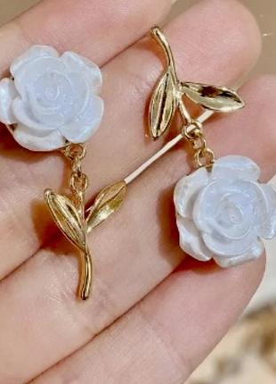 Серьги розочки качественная бижутерия