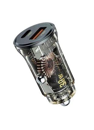 Wk wekome clear car charger (a+c) 30w black (wp-c41)