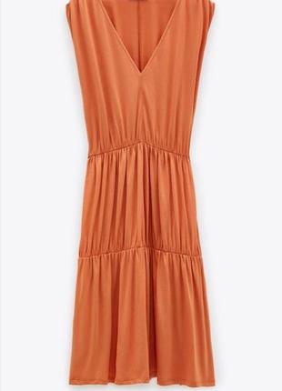 Платье zara  (5580/627/643) цвет оранжевый size m