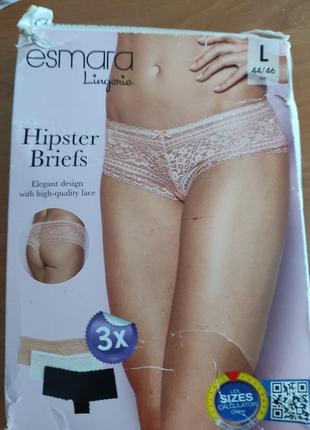 Кружевные трусики esmara 3штуки,наш 50 размер