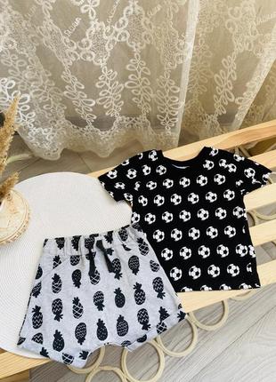 Летний набор, футболка и шорты на 9-12 месяцев