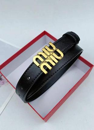 Ремінь жіночий miu miu 100см чорний