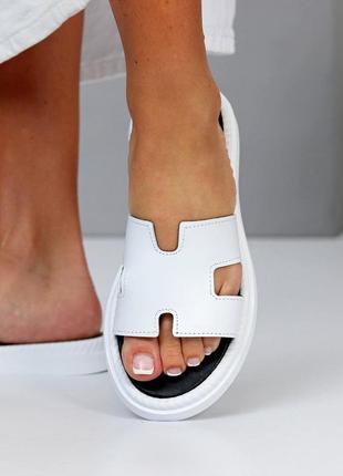 Женские шлепанцы натуральная кожа белые,беж,черные