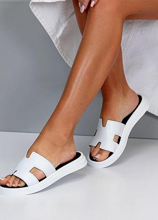 Женские шлепанцы натуральная кожа белые,беж,черные