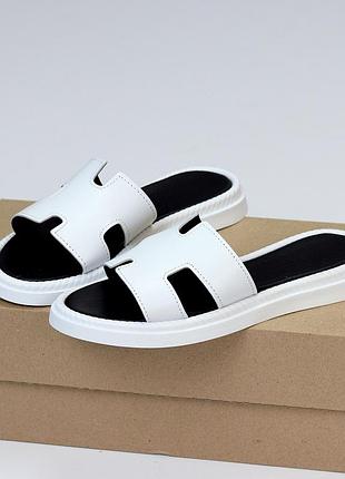 Женские шлепанцы натуральная кожа белые,беж,черные