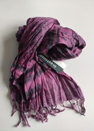 Тонкий літній шарф inextenso 180-40 бузковий з китицями6 фото