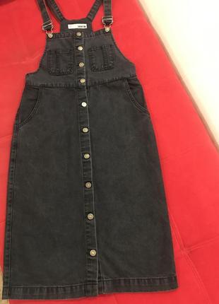 Длинный джинсовые сарафан topshop moto