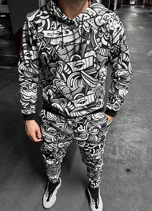 Білий чоловічий спортивний костюм.5-748