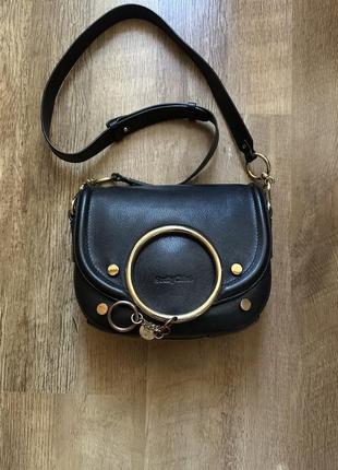 Сумка see by chloe, mara cross-body bag, чорна та шкіряна