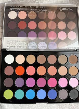 Профессиональная палитра теней bh cosmetics modern mattes 28 матовых оттенков. тени для век