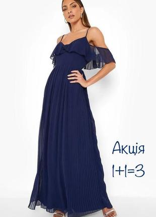 Акция 🎁 новое стильное длинное платье boohoo с рюшами и вырезом на плечах zara asos