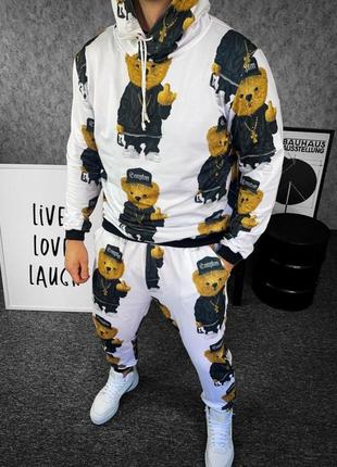 Білий чоловічий спортивний костюм із принтом.5-678