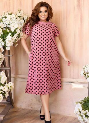 Сукня вільного крою з коротким рукавом 52-58 розмірів. 217193