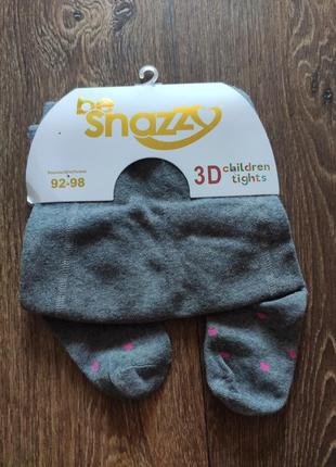 Колготки від бренду be snazzy із 3d малюнком на розмір 92-98 для дівчинки