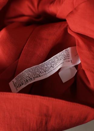 Красное драпированное льняное платье zara6 фото