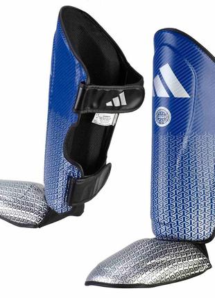 Защита голени и стопы с лицензией wako semi contact | синее/серебро | adidas adikbsi300