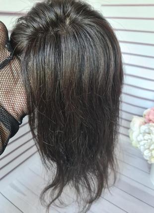 Накладка топпер макушка полупарик 100% натуральный волос с имитацией кожи головы.