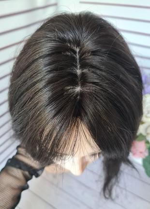 Накладка топпер макушка полупарик 100% натуральный волос с имитацией кожи головы.