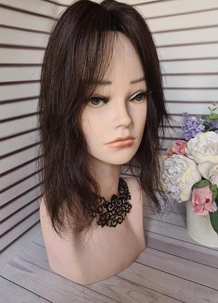 Накладка топпер макушка полупарик 100% натуральный волос с имитацией кожи головы.