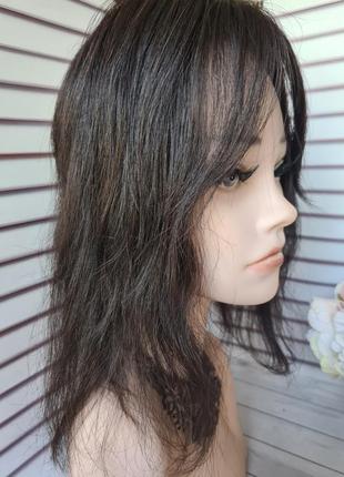 Накладка топпер макушка полупарик 100% натуральный волос с имитацией кожи головы.