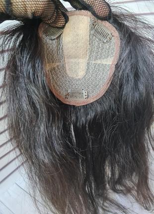 Накладка топпер макушка полупарик 100% натуральный волос с имитацией кожи головы.