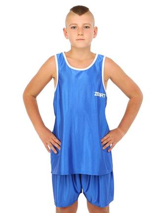 Дитяча форма для боксу zelart co-8943 (зріст 125-165 см) синій