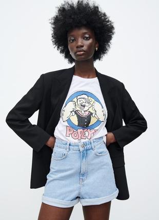 Голубые джинсовые шорты zara mom2 фото