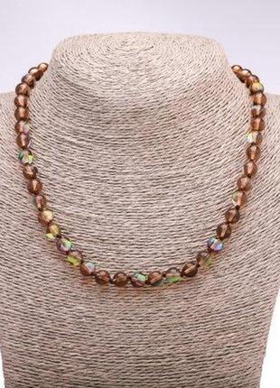 Буси опалове скло коричневе гладка кулька d-8 мм l — 45 см