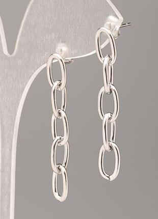 Сережки xuping гвоздики родій ланцюг d-6,5мм l - 3.5 см +-