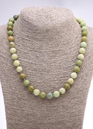 Намисто жовта бірюза гладка кулька d-10мм l-48см