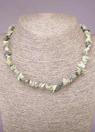 Намисто з натурального каменю змійовик крихта d- 5-8мм+- l-45см+-