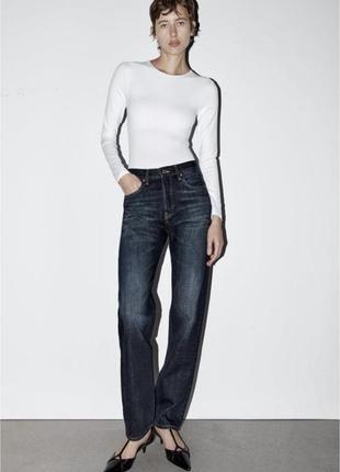 Джинси прямого крою на високій посадці від zara