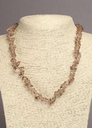 Буси з натурального каменю раухтопаз крихта d-6-8мм+- l-45 см+- на подовжувальному ланцюжку