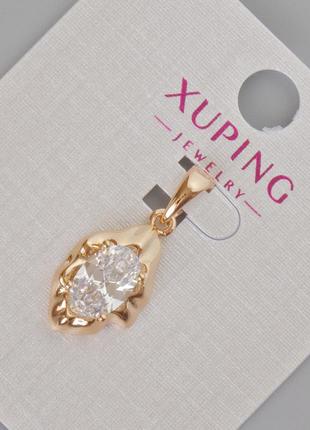 Кулон xuping з білим кристалом d-24х11мм+- позолота 18к