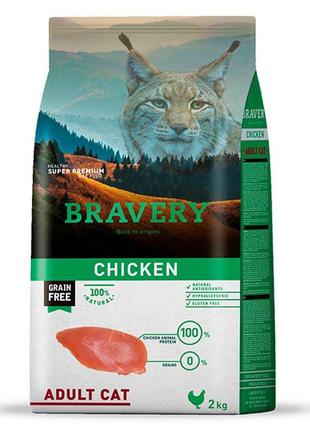 Bravery chicken adult cat, сухий корм для котів, з куркою, 2кг