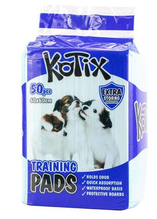 Пелюшки для собак kotix premium, 60*60 см 50 шт./пач (6 уп.в ящ.) (ціна за упаков.)